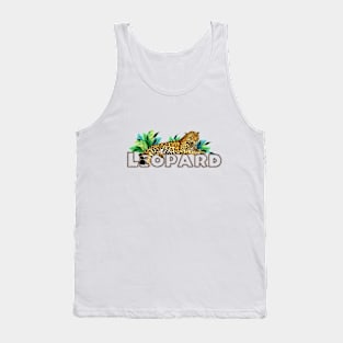 Leopard With Green Leaves Tank Top